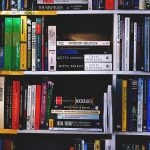A vibrant collection of sociology books on a well-organized bookshelf.
